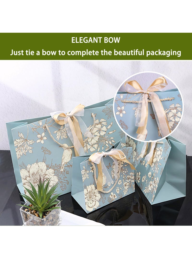 أكياس هدايا بمقابض، مجموعة من 10 قطع من أكياس الهدايا بنمط زهور ملونة، حقيبة هدايا ورقية محمولة لأعياد الميلاد والذكرى السنوية وعيد الأم وحفلات الزفاف 25 × 12 × 20 سم - Image 4