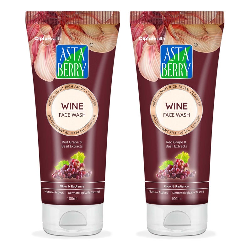 Astaberry Wine Face Wash  100 MlAge Defying Hydrating Cleanser Pack Of 2