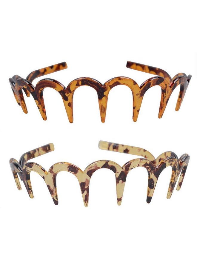 Fodattm 2Pcs Zig Zag Shark Tooth Hairband Plastic Headband Hair Comb Women Hair Hoop Hair Accessories (B)  - Image 1