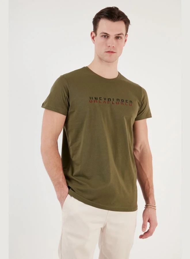 بوراتي تيشيرت رجالي بياقة دائرية قطن % بقصة ضيقة من بوراتي