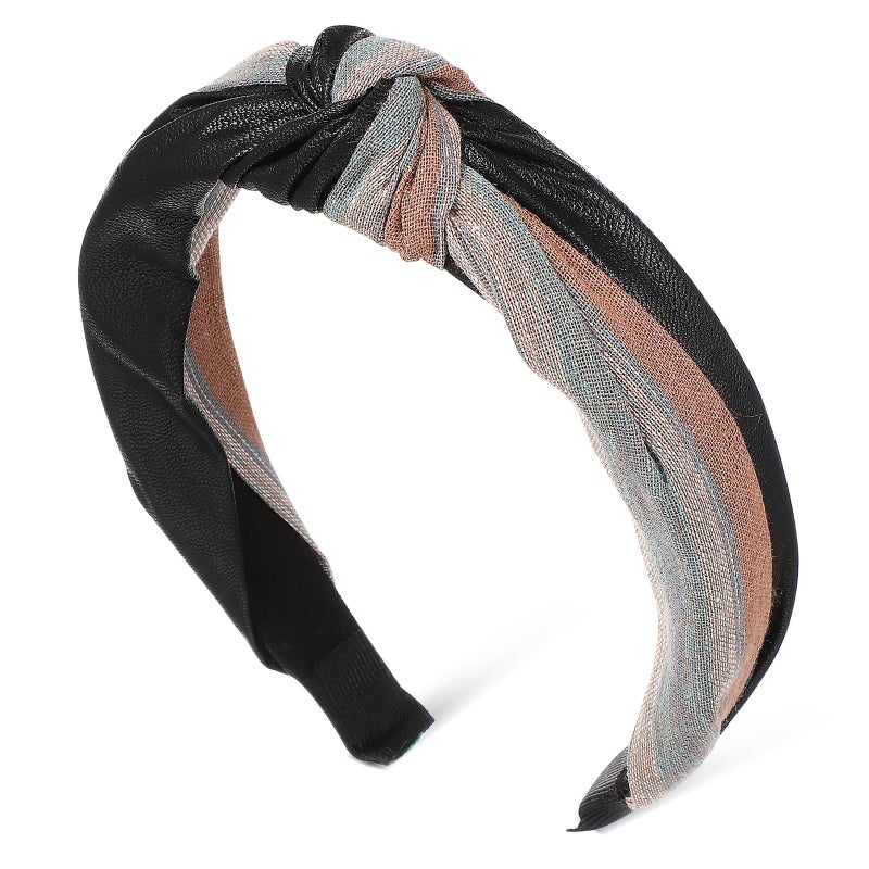Knotted Headband Women Striped Headband Top Knot Hairband Nonslip Trendy Wide Headband Skincare Headband Boho Hair Accessory - Image 1