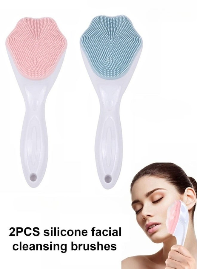 2PCS Silicone Facial Cleansing Brush – Soft Silicone Face Cleanser Exfoliator with Fine Bristles for Deep Cleansing, Gentle Skin Scrubber for Sensitive Skin, Easy to Clean, Creates Rich Foam, Suitable for All Skin Types, Travel Friendly - Image 1
