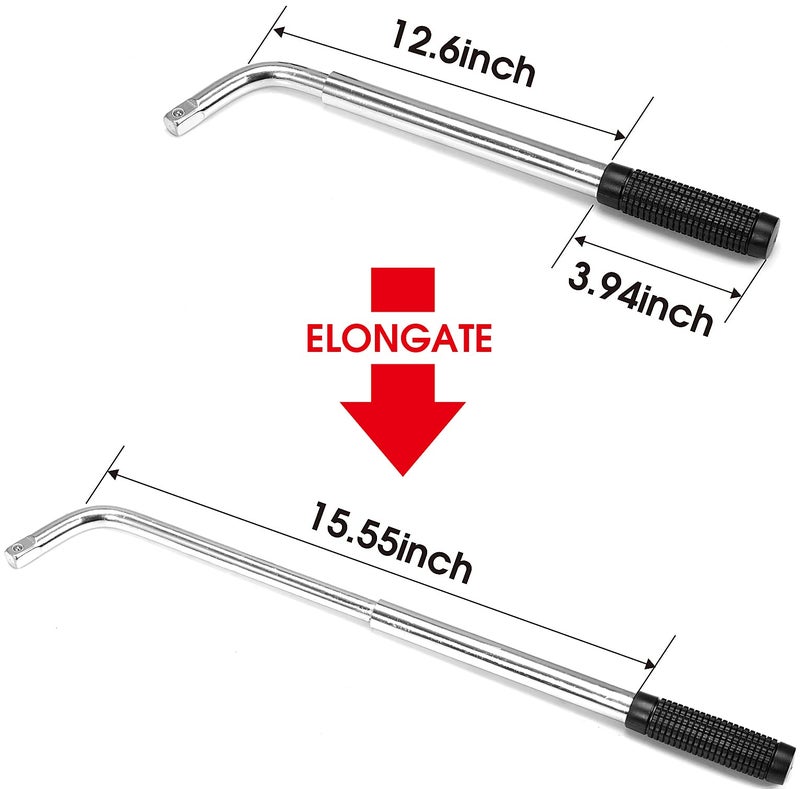 BIG RED Telescoping Wheel Lug Nut Wrench 11/16", 3/4", 13/16", 7/8" with Double-Sided Lug Nut Sockets, T39234 - Image 3