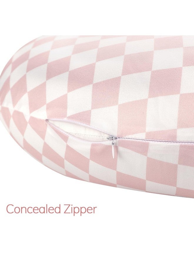 DAYEEBALL Nursing Pillow Cover, Removable Nursing Covers for Breastfeeding Pillows, Stretchy and Soft Fit for Baby Girls Boys Newborn, Pink Checkerboard (Only Cover) - Image 3