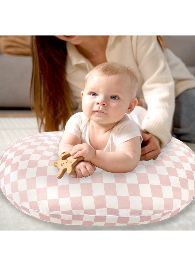 DAYEEBALL Nursing Pillow Cover, Removable Nursing Covers for Breastfeeding Pillows, Stretchy and Soft Fit for Baby Girls Boys Newborn, Pink Checkerboard (Only Cover) - Image 4