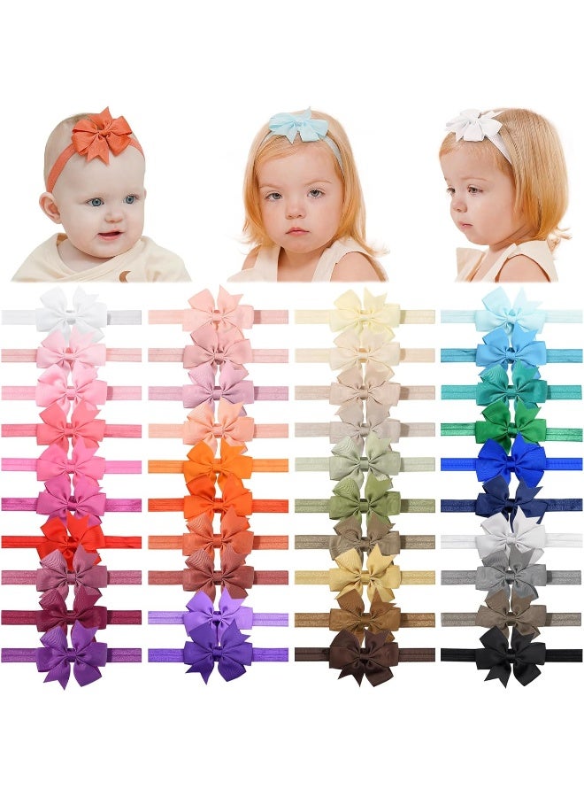 jollybows Jollybows 40pcs Baby Girls Grosgrain Ribbon Hair Bows Headbands 3" Hair Band Hair Accessories for Infants Newborn Toddler  - Image 1
