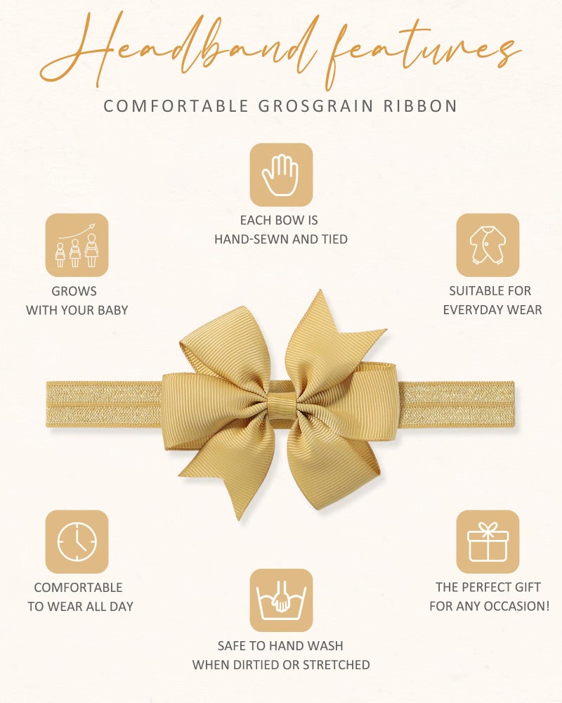 jollybows 40pcs Baby Girls Grosgrain Ribbon Hair Bows Headbands 3" Hair Band Hair Accessories for Infants Newborn Toddler (3- Natural Multi-colored) - Image 2