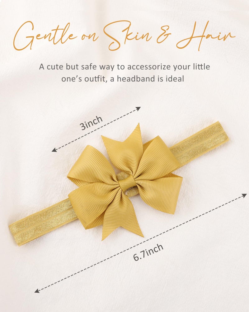 jollybows 40pcs Baby Girls Grosgrain Ribbon Hair Bows Headbands 3" Hair Band Hair Accessories for Infants Newborn Toddler (3- Natural Multi-colored) - Image 5