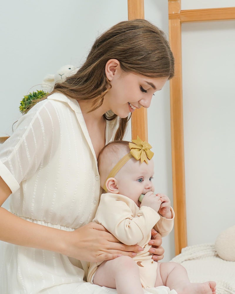 jollybows 40pcs Baby Girls Grosgrain Ribbon Hair Bows Headbands 3" Hair Band Hair Accessories for Infants Newborn Toddler (3- Natural Multi-colored) - Image 3