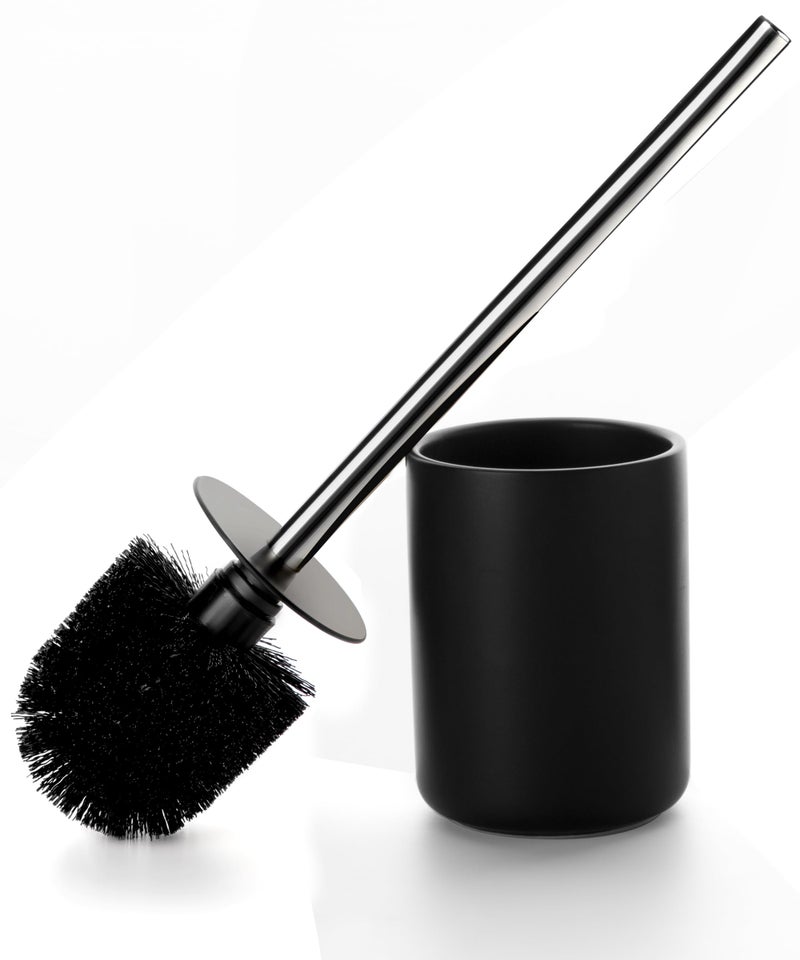 Ceramic Toilet Brush Holder Set Freestanding DeepCleaning Toilet Bowl Cleaner Brush Stainless Steel Handle Small Sturdy for Storage Easy to Clean NonScratching