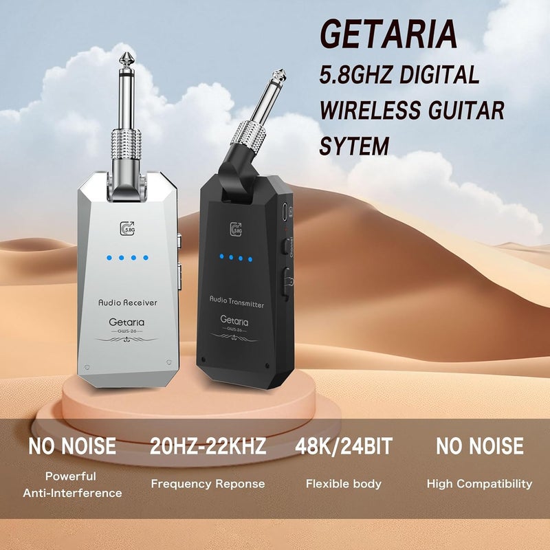 Getaria 5.8Hz Guitar Wireless System Anti-Interference Instrument 4Channels Wireless Transmitter Receiver Digital Audio Cordless System Bass For Electric Guitars Bass - Image 3