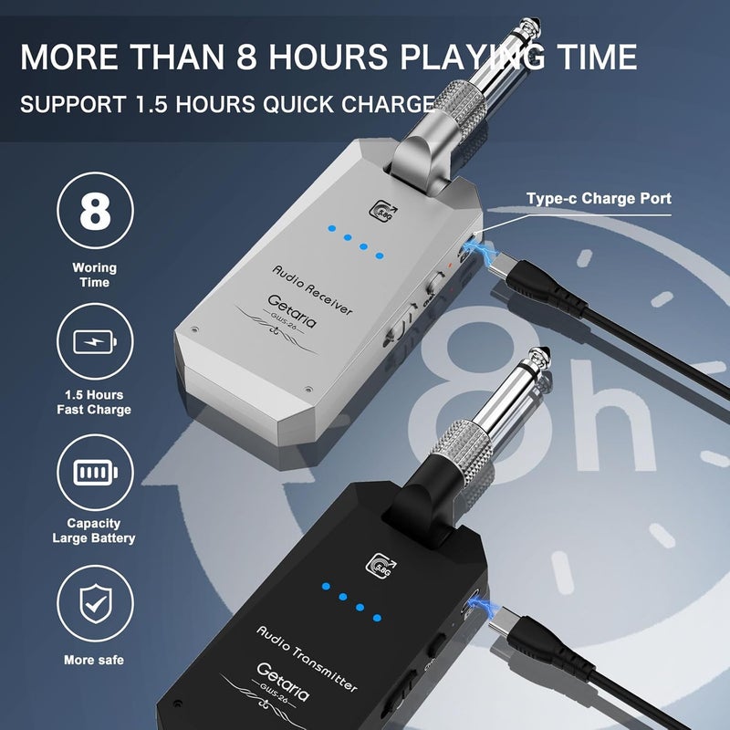 Getaria 5.8Hz Guitar Wireless System Anti-Interference Instrument 4Channels Wireless Transmitter Receiver Digital Audio Cordless System Bass For Electric Guitars Bass - Image 2