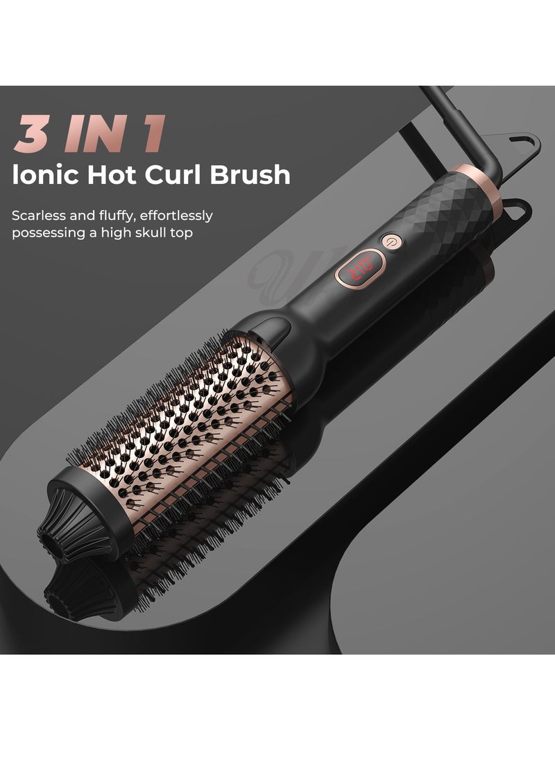Hihonor 1.5 Inch Thermal Brush Curling Iron Brush, Volumizing Brush Heated Round Brush Ceramic Tourmaline Ionic Curling Comb Dual Voltage Travel Curling Iron with Brush, 10 Temperature Settings LCD Display - Image 4