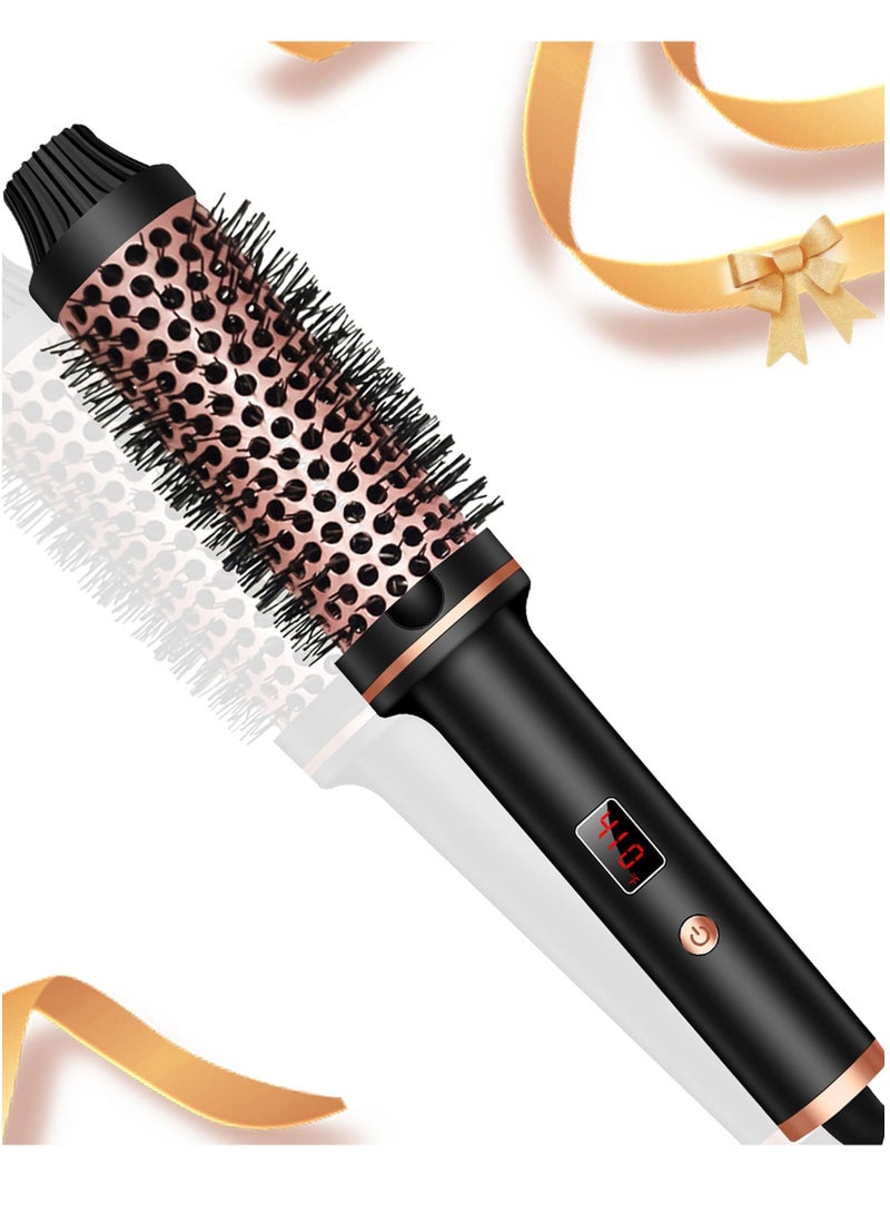 Hihonor 1.5 Inch Thermal Brush Curling Iron Brush, Volumizing Brush Heated Round Brush Ceramic Tourmaline Ionic Curling Comb Dual Voltage Travel Curling Iron with Brush, 10 Temperature Settings LCD Display - Image 1