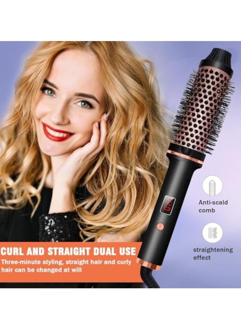 Hihonor 1.5 Inch Thermal Brush Curling Iron Brush, Volumizing Brush Heated Round Brush Ceramic Tourmaline Ionic Curling Comb Dual Voltage Travel Curling Iron with Brush, 10 Temperature Settings LCD Display - Image 2