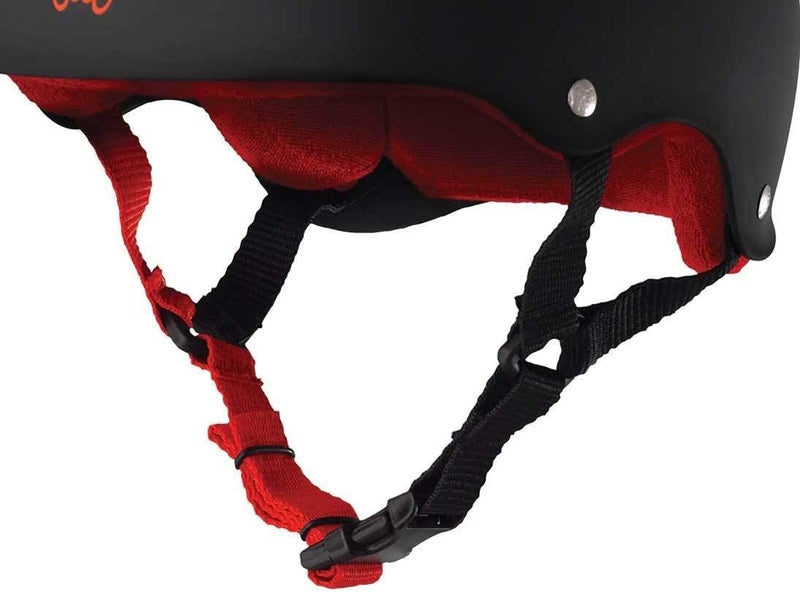 Triple Eight Sweatsaver Liner Skateboarding Helmet in Black Rubber with Red Interior - Image 3