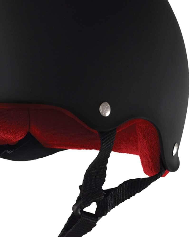 Triple Eight Sweatsaver Liner Skateboarding Helmet in Black Rubber with Red Interior - Image 5