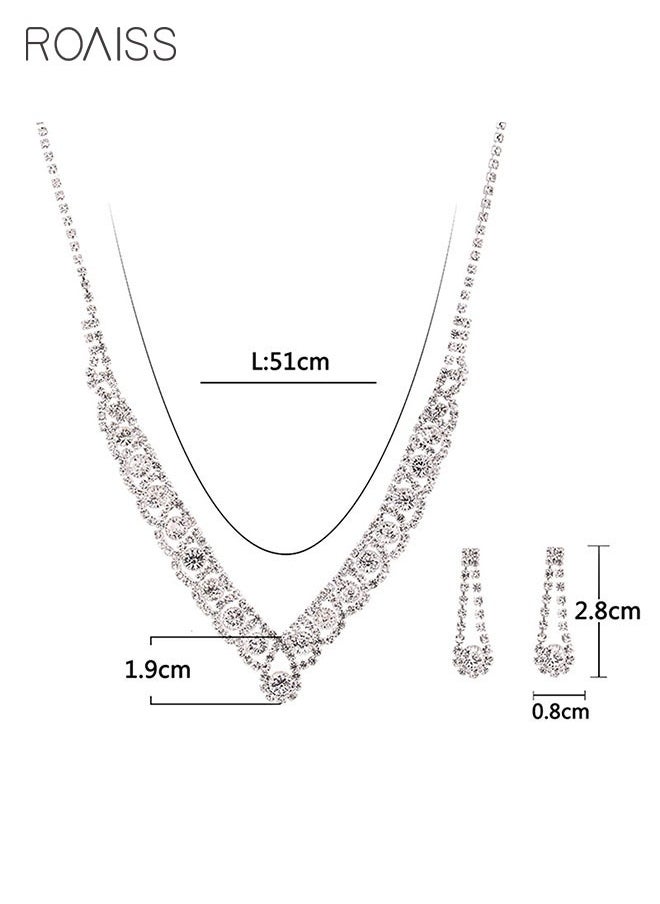 roaiss - 2-Piece Set Women's Jewelry Shiny Diamond Bridal Jewelry Exquisite Craftsmanship Banquet Jewelry Set - Image 1