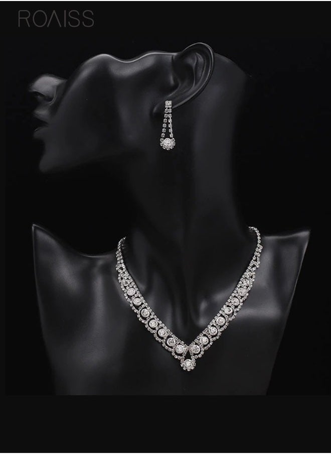 roaiss - 2-Piece Set Women's Jewelry Shiny Diamond Bridal Jewelry Exquisite Craftsmanship Banquet Jewelry Set - Image 1