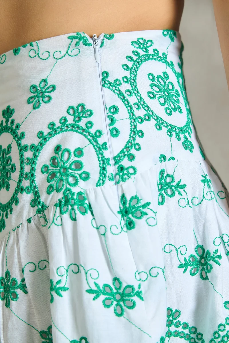 Virgio Virgio Women Embroidered Cotton Mini Length Skirt