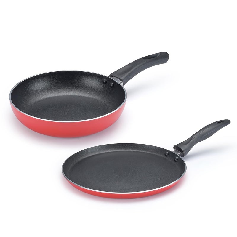 JUDGE Judge by Prestige Ace Aluminium Non-Stick Cookware- Fry Pan Dia 20 cm- 1 Unit, Omni Tawa Dia 25 cm - 1 Unit - Image 1