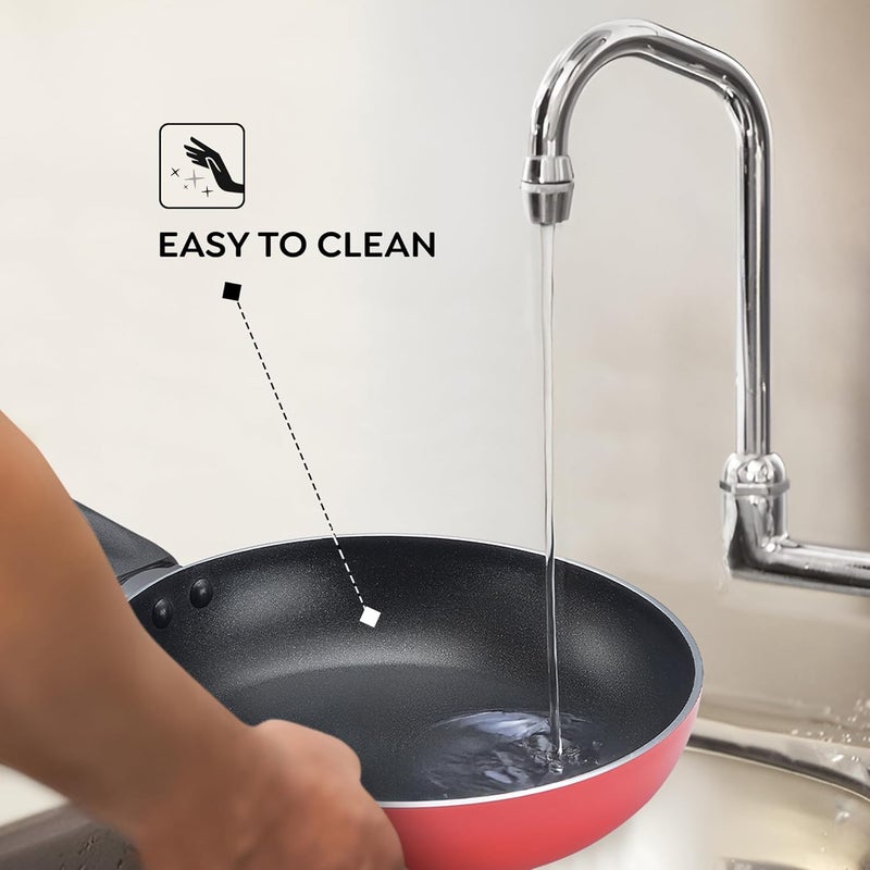 JUDGE Judge by Prestige Ace Aluminium Non-Stick Cookware- Fry Pan Dia 20 cm- 1 Unit, Omni Tawa Dia 25 cm - 1 Unit - Image 4