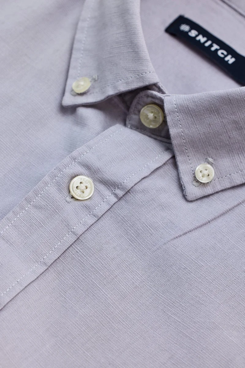 سنيتش Lavender Textured Long Sleeve Slim Fit Shirt