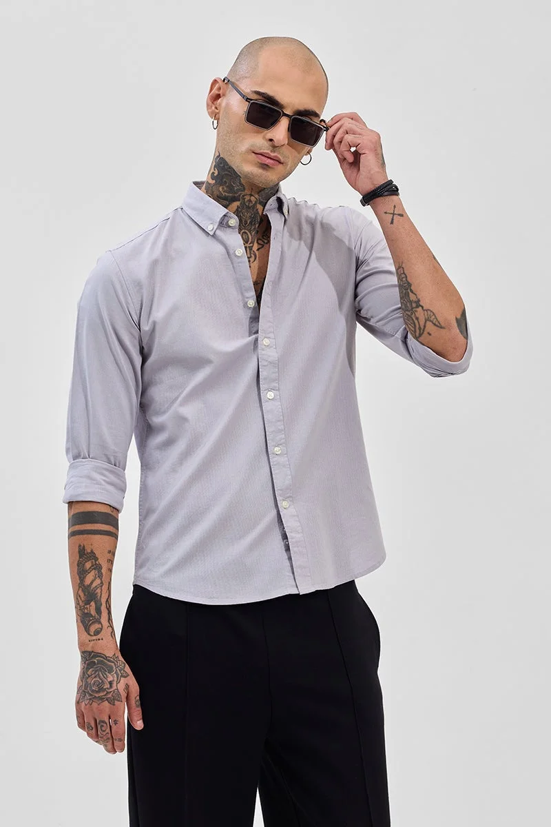 سنيتش Lavender Textured Long Sleeve Slim Fit Shirt