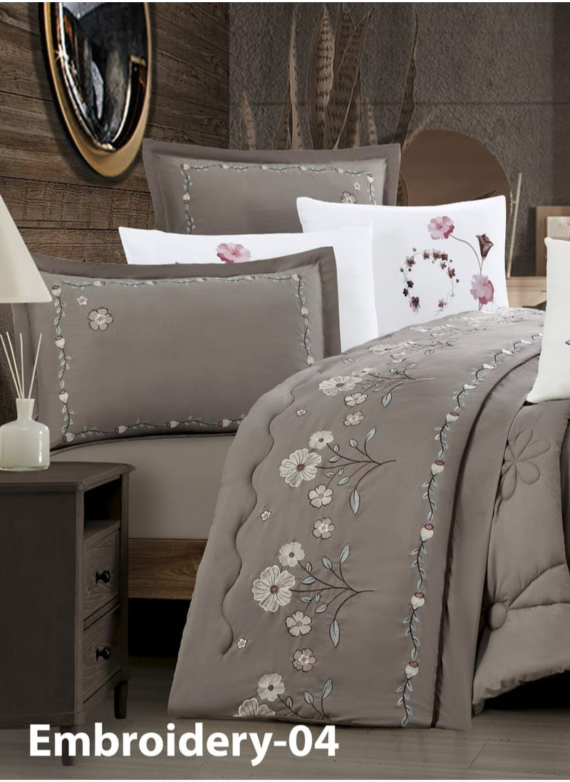 Moon - Summer bedspread, one person and a half, 5 pieces, a modern and distinctive design embroidered with flowers, suitable for a bed size of 120 x 200, a quilt size of 170 x 220 cm - Image 1