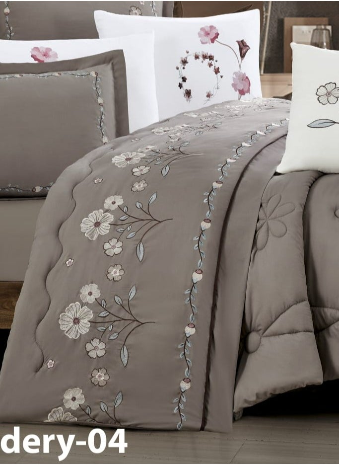 Moon - Summer bedspread, one person and a half, 5 pieces, a modern and distinctive design embroidered with flowers, suitable for a bed size of 120 x 200, a quilt size of 170 x 220 cm - Image 1