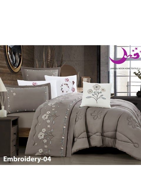 Summer bedspread, one person and a half, 5 pieces, a modern and distinctive design embroidered with flowers, suitable for a bed size of 120 x 200, a quilt size of 170 x 220 cm