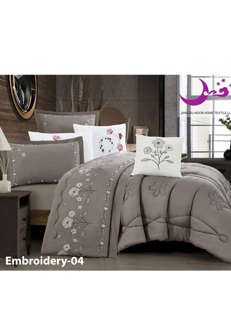 Moon - Summer bedspread, one person and a half, 5 pieces, a modern and distinctive design embroidered with flowers, suitable for a bed size of 120 x 200, a quilt size of 170 x 220 cm - Image 1