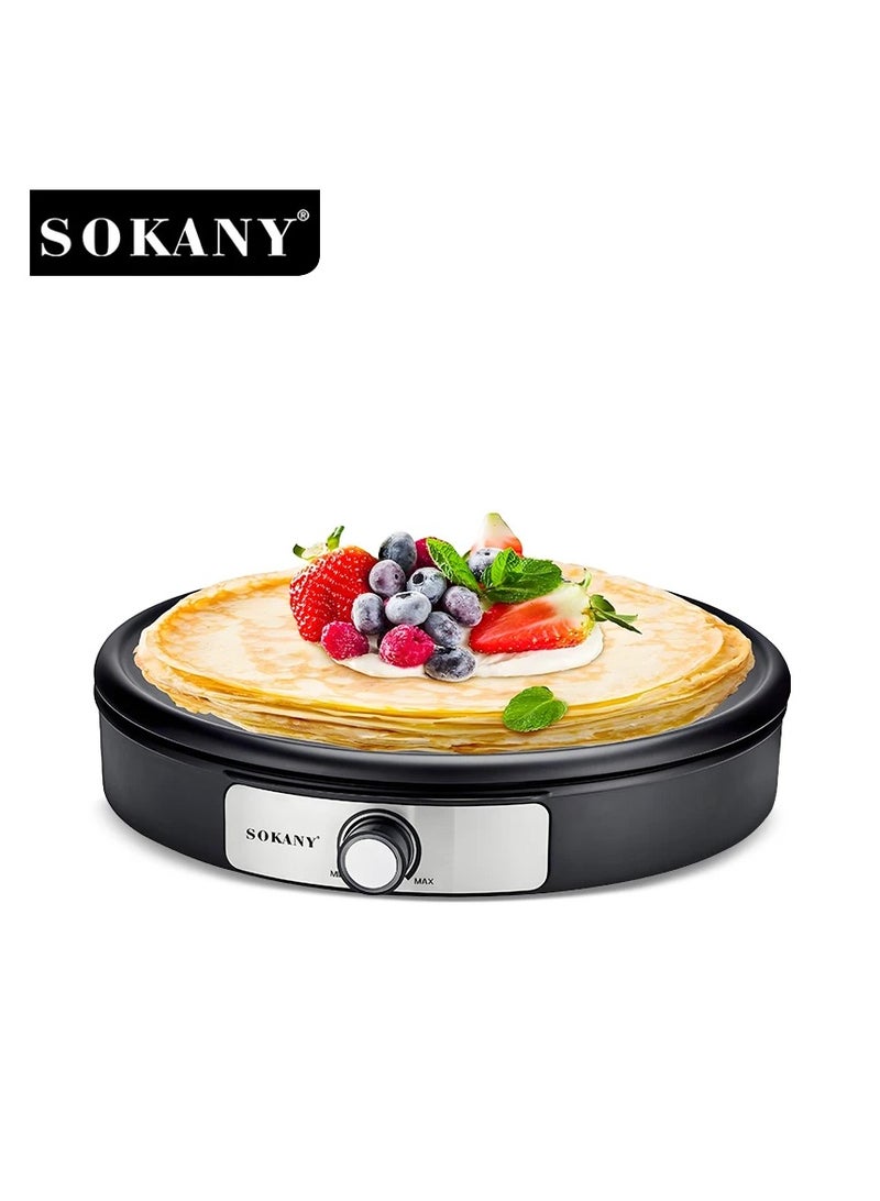 سوكاني صانعة الكريب الكهربائية SOKANY SK-08131 مع درجة حرارة قابلة للتعديل وصينية غير لاصقة سهلة التنظيف- اسود - Image 1