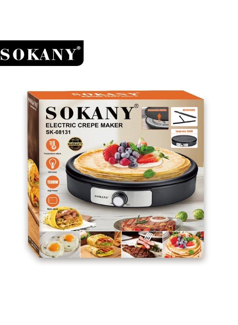 سوكاني صانعة الكريب الكهربائية SOKANY SK-08131 مع درجة حرارة قابلة للتعديل وصينية غير لاصقة سهلة التنظيف- اسود - Image 4