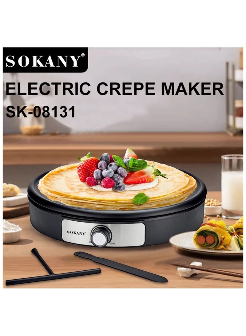 سوكاني صانعة الكريب الكهربائية SOKANY SK-08131 مع درجة حرارة قابلة للتعديل وصينية غير لاصقة سهلة التنظيف- اسود - Image 5