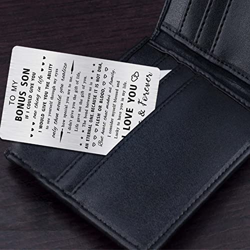 Alotozo Bonus Son Gifts - To My Bonus Son Stainless Steel Wallet Card - Stepson Sentimental Keepsake Gift, Christmas Birthday Gift Idea - Image 5