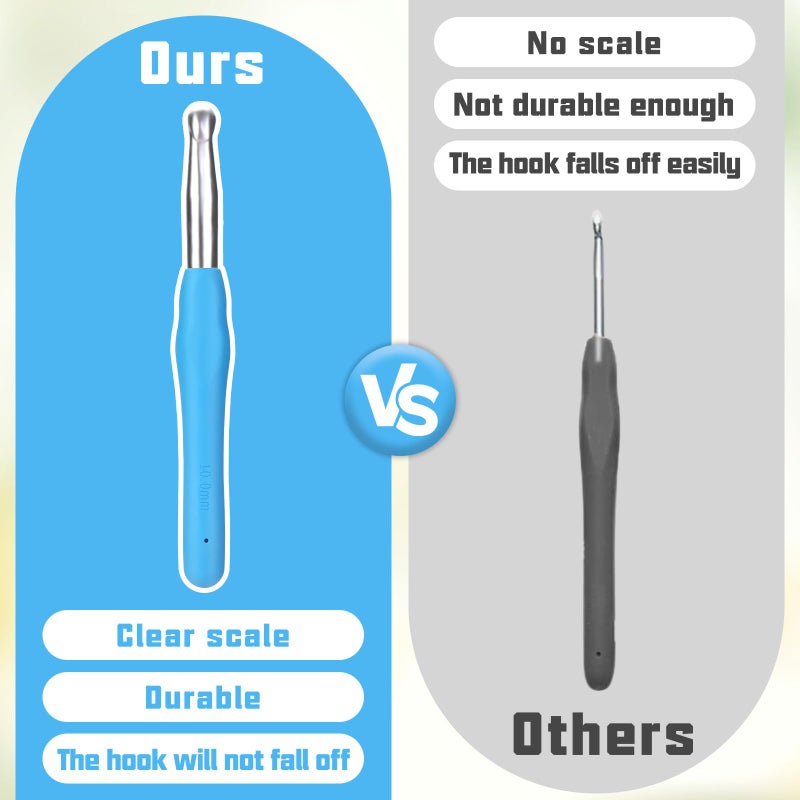 SHWAKK Crochet Hook, 10.0 mm Ergonomic Crochet Hook, Crochet Needles, Ergonomic Handle, Knitting Needles with Soft Handle Beginners and Experienced Crochet Hobbyists (10.0 mm) - Image 5