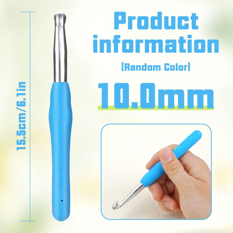 SHWAKK Crochet Hook, 10.0 mm Ergonomic Crochet Hook, Crochet Needles, Ergonomic Handle, Knitting Needles with Soft Handle Beginners and Experienced Crochet Hobbyists (10.0 mm) - Image 2
