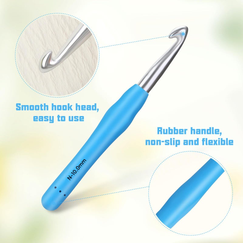 SHWAKK Crochet Hook, 10.0 mm Ergonomic Crochet Hook, Crochet Needles, Ergonomic Handle, Knitting Needles with Soft Handle Beginners and Experienced Crochet Hobbyists (10.0 mm) - Image 3
