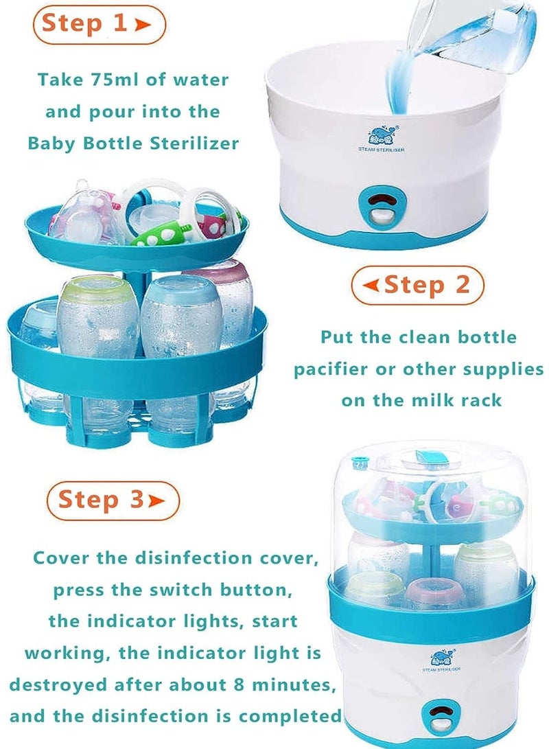 معقم زجاجات الأطفال بالبخار ذو سعة كبيرة لزجاجات الأطفال واللهايات ومضخات الثدي وألعاب التسنين والتحكم بزر واحد معقم زجاجات البخار بدرجة حرارة عالية 360 درجة - Image 3
