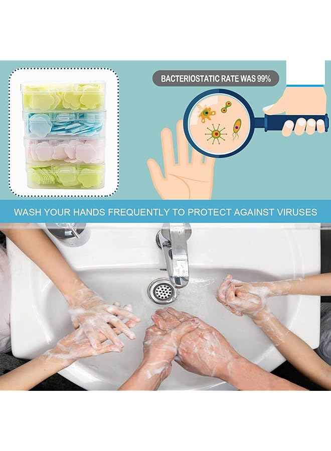 Goodern 400 Pcs Petal Soap Sheets Set Portable And Dissoluble Soap Paper Sheets Easy To Washing And Cleaning Perfect For Children Adults Outdoor Travel Soap Tablets Durable Petal Shape Soap Sheets - Image 2