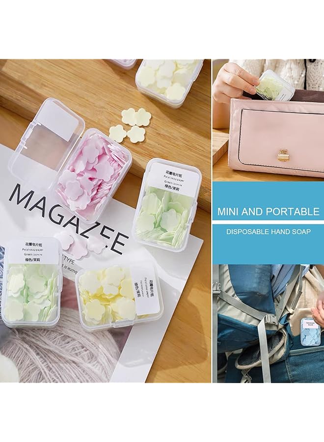 Goodern 400 Pcs Petal Soap Sheets Set Portable And Dissoluble Soap Paper Sheets Easy To Washing And Cleaning Perfect For Children Adults Outdoor Travel Soap Tablets Durable Petal Shape Soap Sheets - Image 3