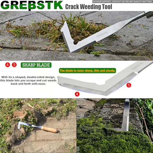 GREBSTK Crack Weeder Crevice Weeding Tool Stainless Steel Manual Weeder Beech Handle Gardening Tool - Image 4