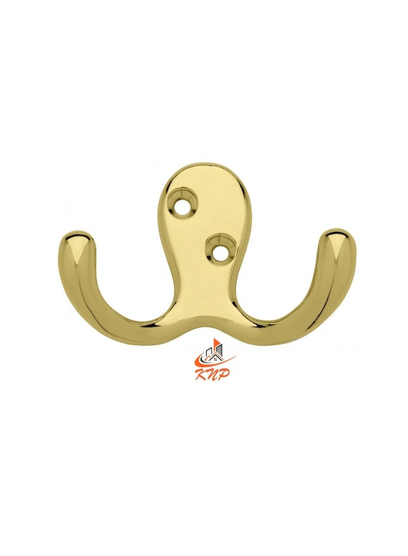 KNP Double Coat Hook - Brass - Image 2