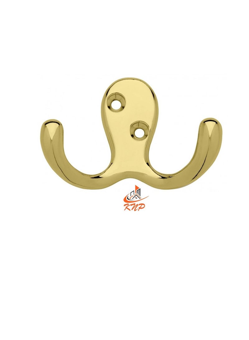 KNP Double Coat Hook - Brass - Image 1