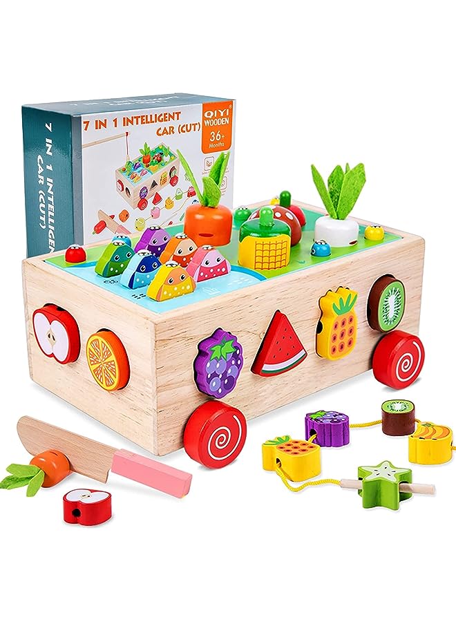 IAF Montessori Multifunctional Orchard Toy Car,Wooden Educational Toys Boys and Girls,Shape Sorting Toys Preschool Learning Fine Motor Skills Game Kids Gifts for 2 3 4 Year Old Boys Girls - Image 1