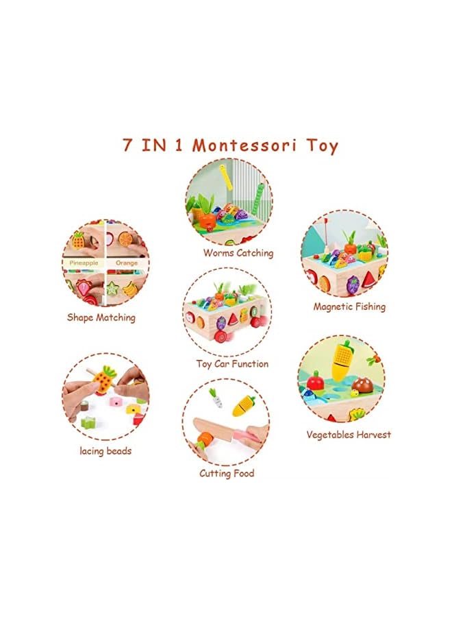 IAF Montessori Multifunctional Orchard Toy Car,Wooden Educational Toys Boys and Girls,Shape Sorting Toys Preschool Learning Fine Motor Skills Game Kids Gifts for 2 3 4 Year Old Boys Girls - Image 2