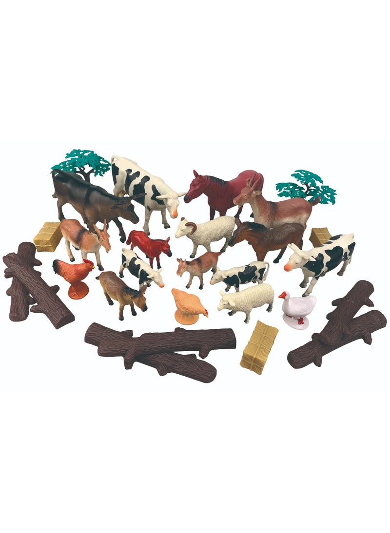 وينو أنيمال بلانيت - مجموعة ألعاب حيوانات المزرعة 28 قطعة في دلو مربع، بدون خنزير في الأنبوب والعبوة - Image 2