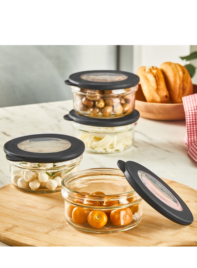 Glass Containers with Lid round small 4 Pcs Set - Image 1