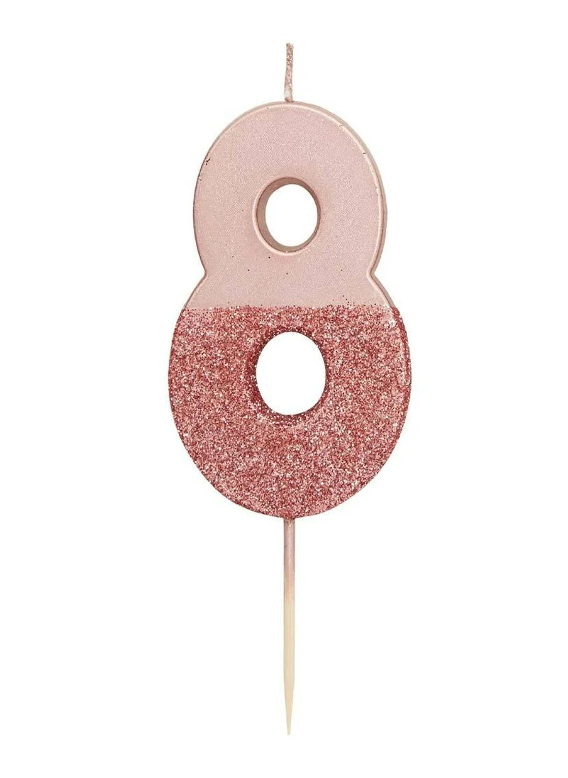Talking Tables Rose Gold Glitter Number Candle - 8
